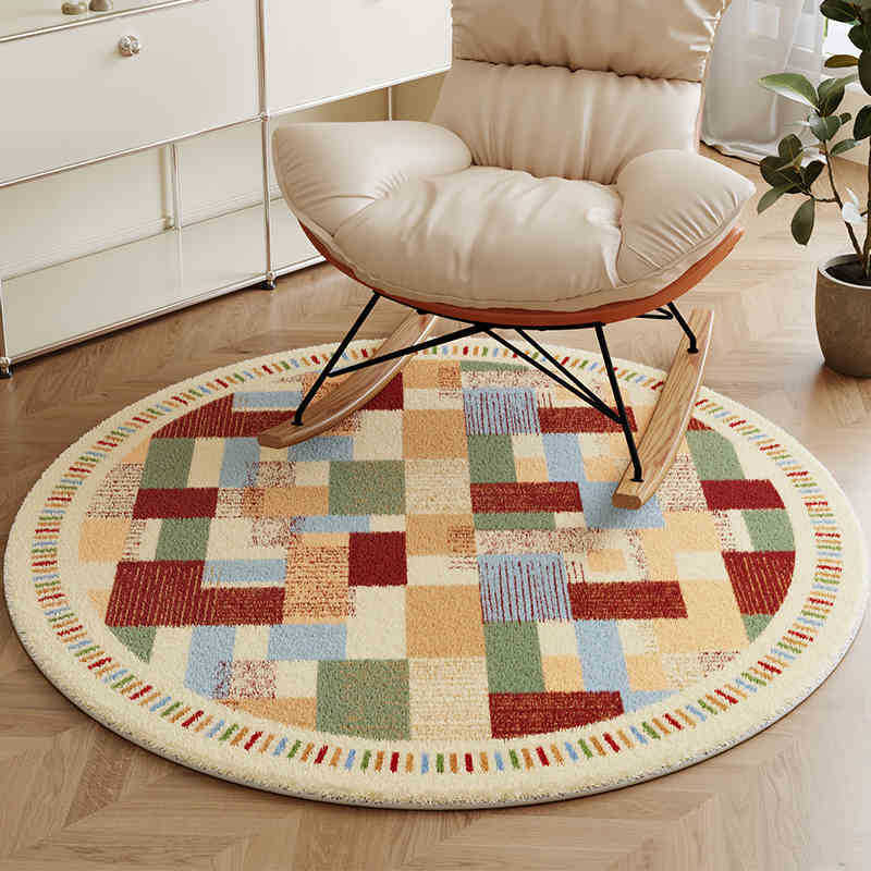 American Retro Carpet Living Room Dirt-resistant Easy-to-take-care Internet-famous Rocking Chair Carpet Warm-keeping Round Carpet Imitation Cashmere Carpet