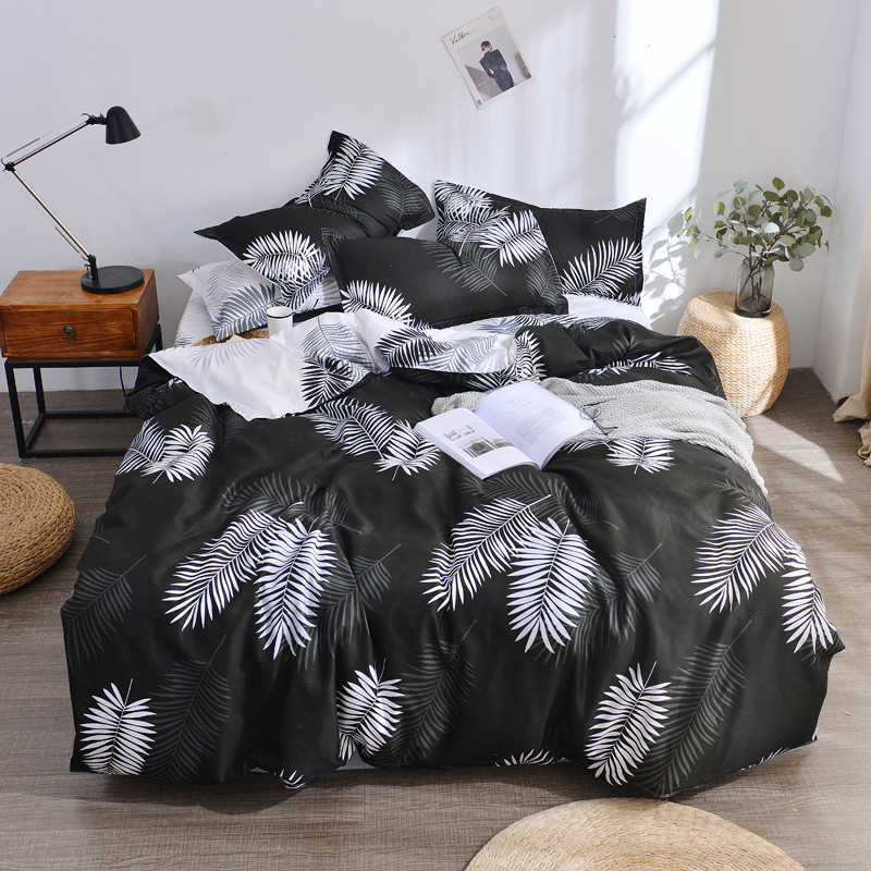 Picture of Small fresh sanding quilt cover four-piece water-washed cotton bed sheet quilt cover simple student dormitory single three-piece wholesale