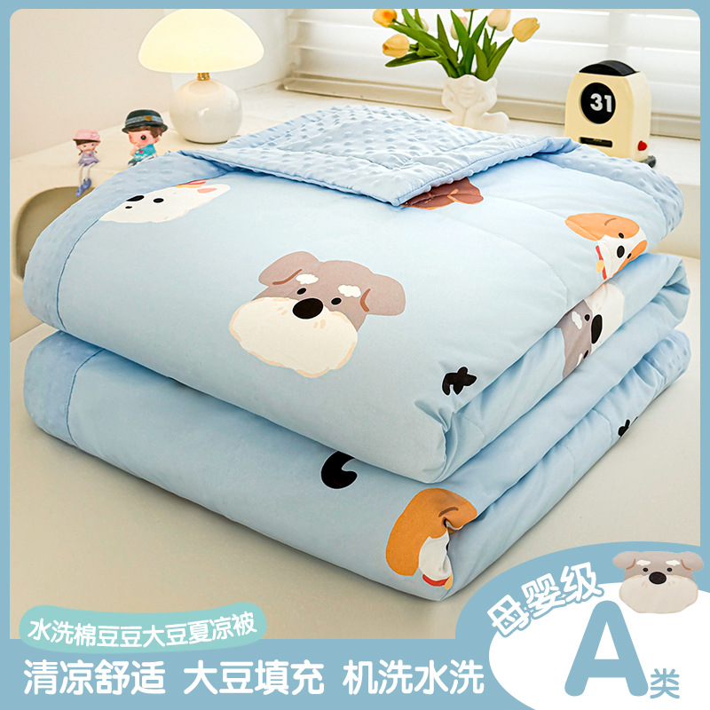 Picture of Class A Mother and Infant Grade Bean Summer Cool Quilt Air-conditioning Quilt Summer Double Quilt Core Machine Washable Single Children Summer Quilt