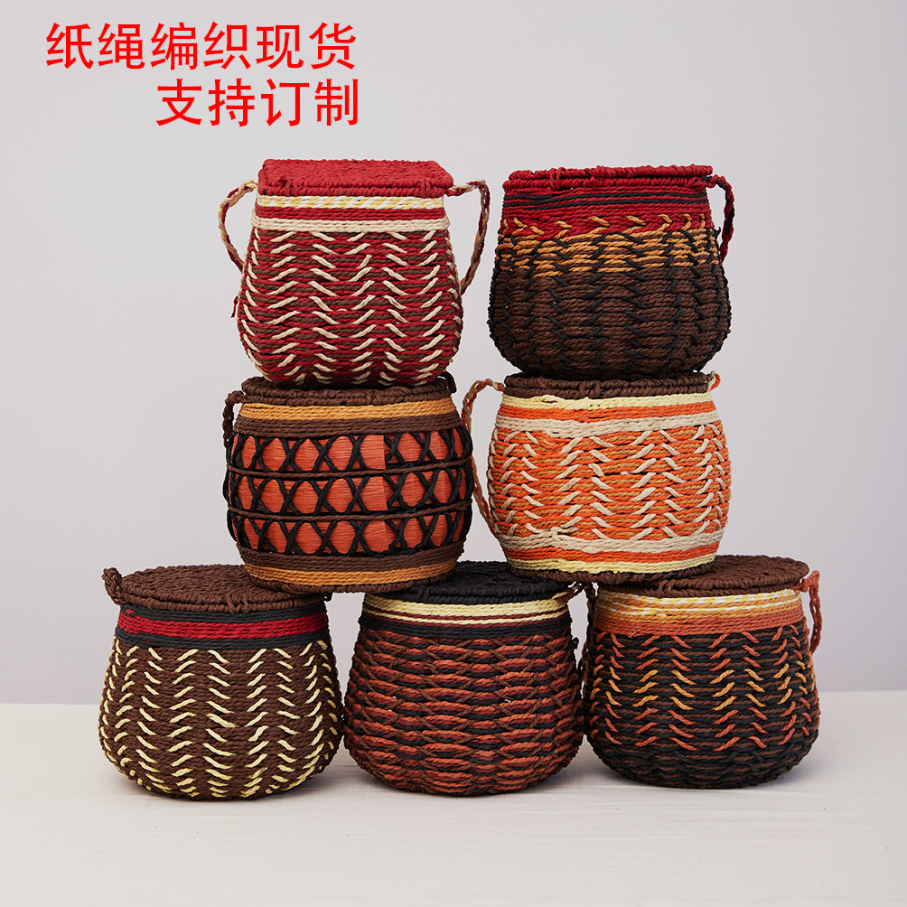 Factory Wholesale Chinese Style Gift Box Tea Packaging Jar Handmade Paper Rope Tea Jar Gift Box Wholesale Tea Cake Tea Gift