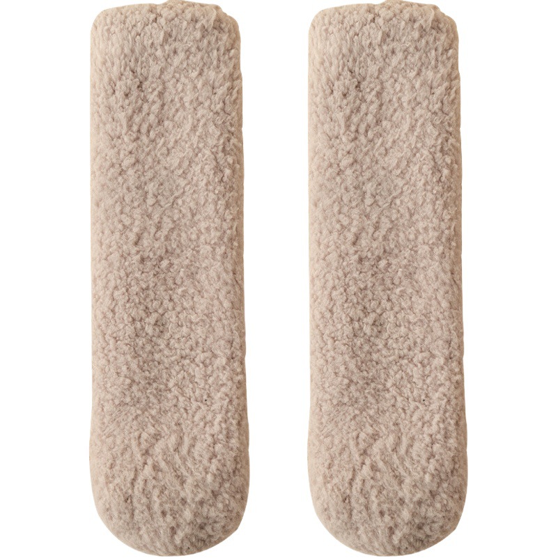 Winter Coral Velvet Socks Women's Mid-tube Lovers Socks Solid Color Thickened fleece-lined Warm Sleep Socks No Hair Loss Moon Socks