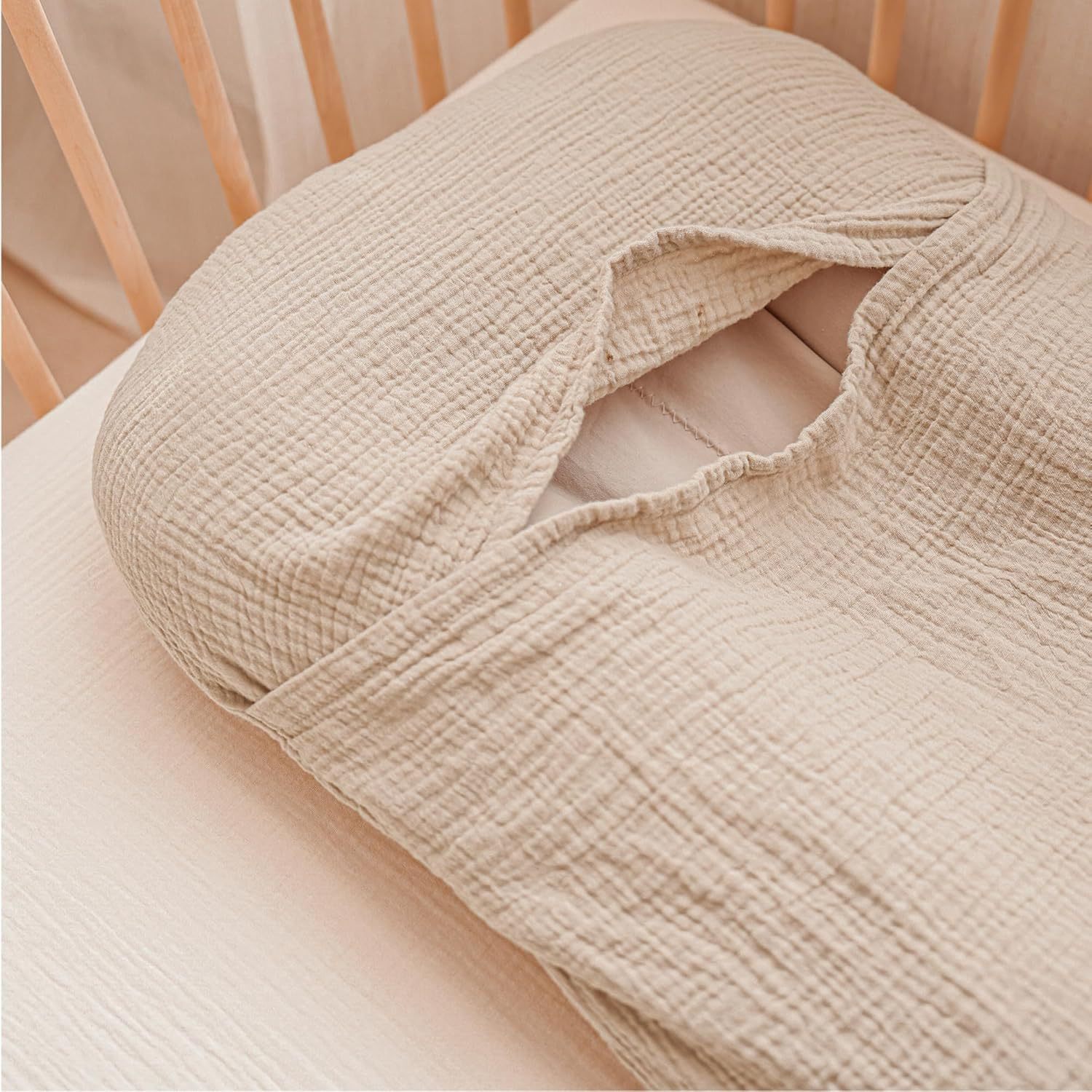 Picture of Cross-border Baby Bed Bed Cover Cotton Yarn Muslin Movable Baby Bed Pressure-resistant Removable Washable Bed Cover