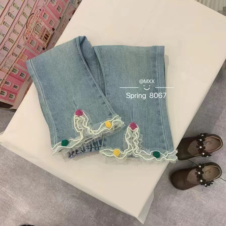 Picture of Girls' Pants Korean Jeans Women's Micro Denim Pants Fashion Split Stretch Girls' Spring and Autumn Jeans