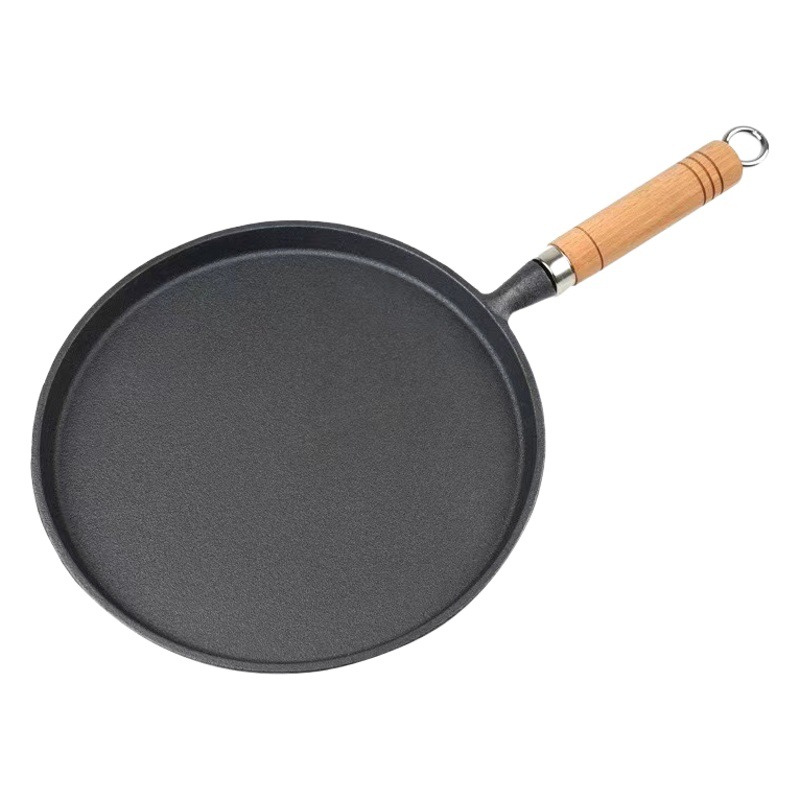 Wooden Handle Thickened Cast Iron Pan Mini Egg Pan Cast Iron Pancake Pan