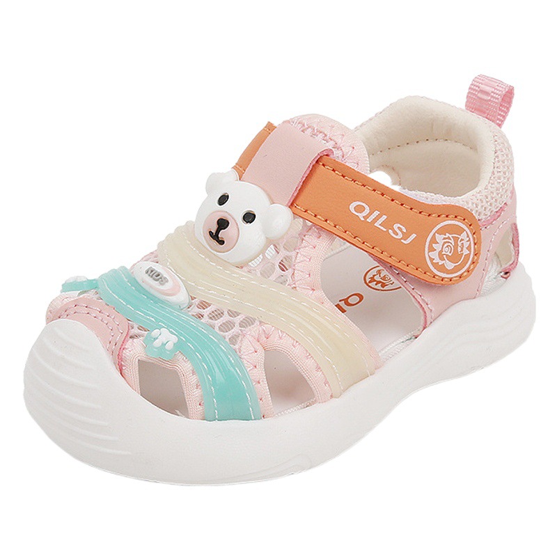 Baby cartoon panda toddler shoes summer Internet celebrity new boys' color matching fashion beach shoes girls' closed toe sandals