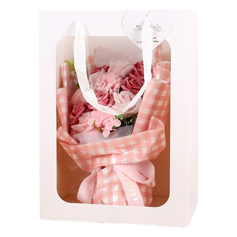Christmas Transparent Window Tote Bag Flower Gift Doll New Year's Birthday Gift Packaging Bag Gift Bag