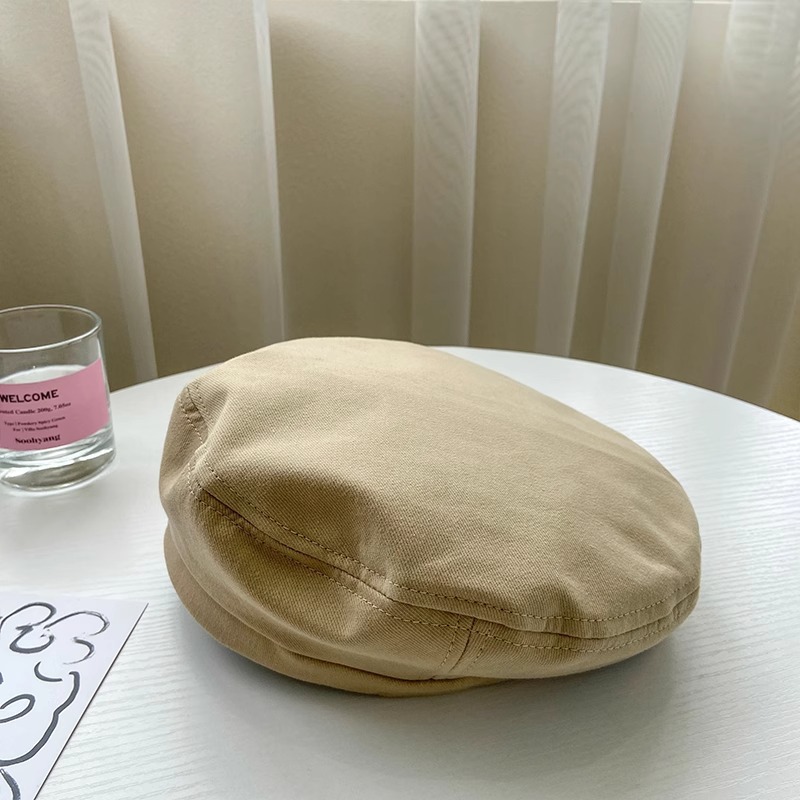 Picture of Spring and Summer pure cotton retro beret girls' Korean style solid color versatile cute painter hat ins Japanese style beret hat
