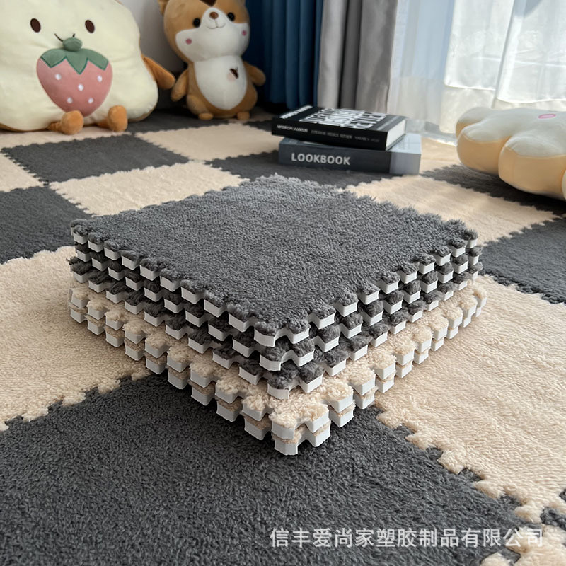 Picture of Bedside carpet bedroom full-bed room plush stitching foam floor mat cut tatami mat stain-resistant household
