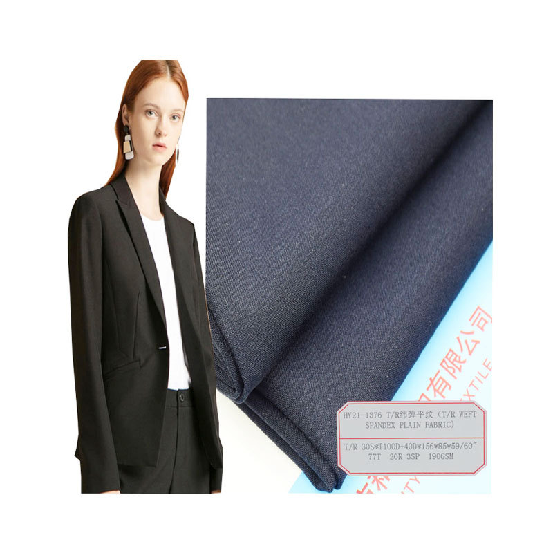 T/R Polyester Viscose Stretch Plain Fabric 190Gsm Spring & Fall Women's Casual Jacket and Pants Suit Fabric