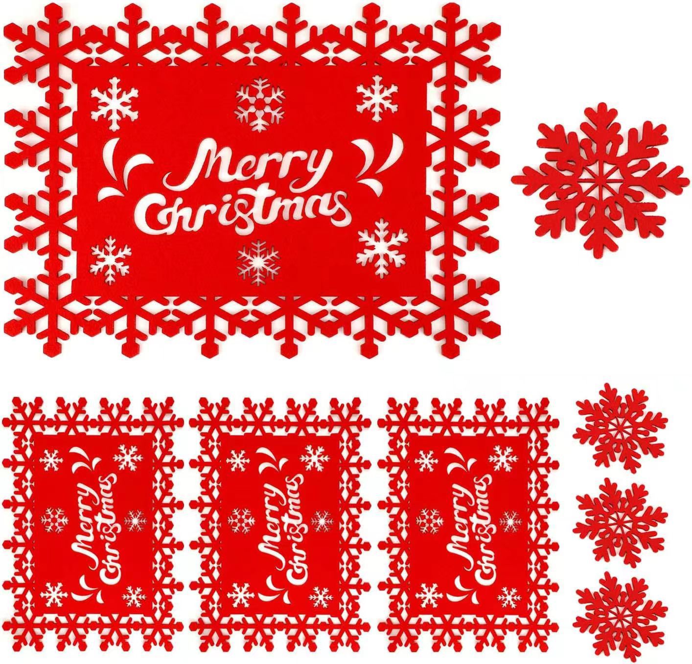 Picture of Cross-border supply felt meal coasters Christmas table decorations creative hollow non-slip thermal insulation felt table mat