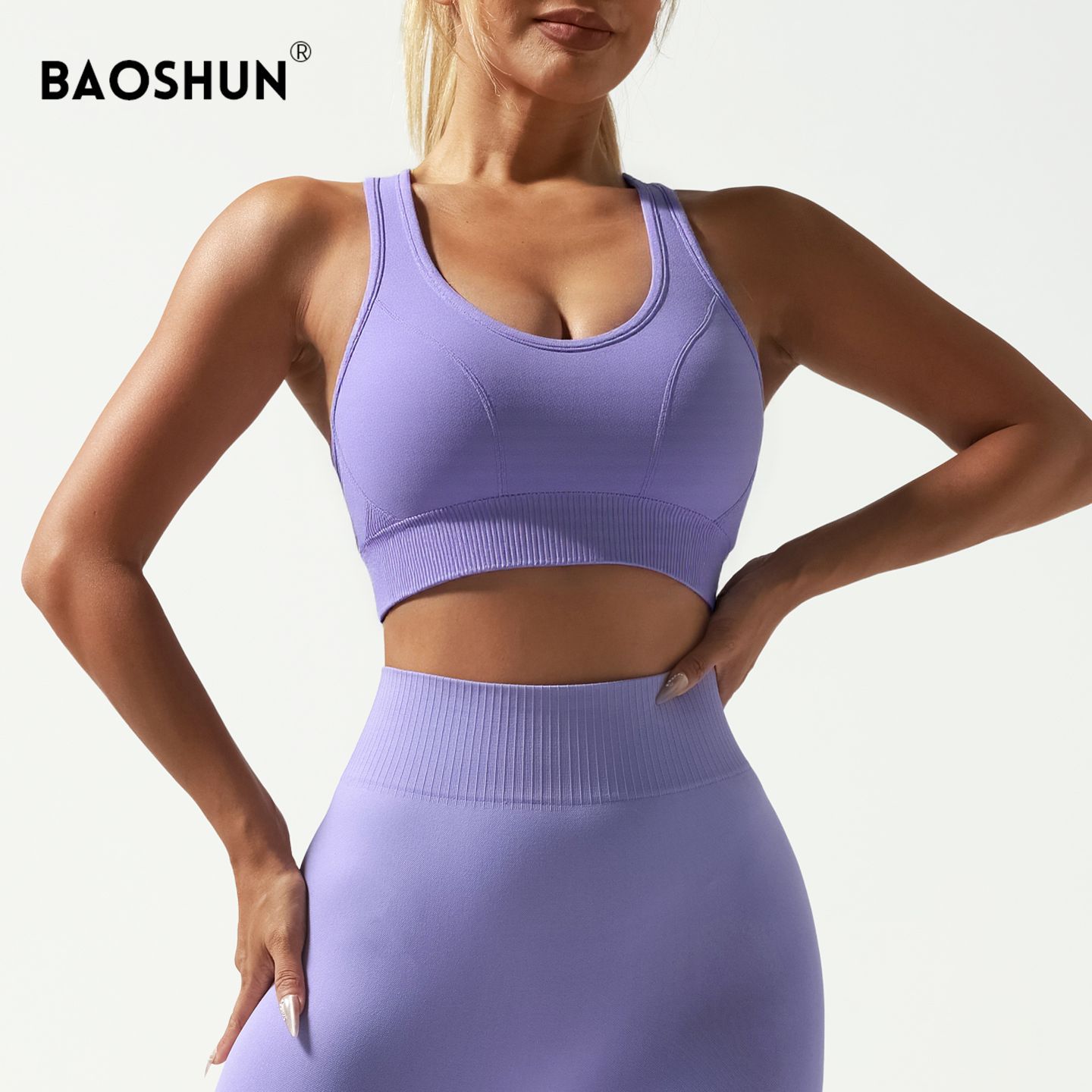 Baoshun Yoga Sports Bra Cross Back Fitness Running Outdoor High-Intensity Training Shockproof Yoga Vest