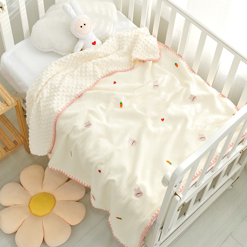 Picture of Bean Blanket Baby Gauze Blanket ins Embroidered Newborn Baby Calming Blanket Children's Blanket Baby's Quilt