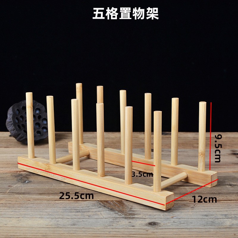 Picture of Factory Wholesale Bamboo Drain Rack Bowl Rack Kitchen Rack Wooden Chopping Board Dishes Plate Shelf Tea Cake Bracket