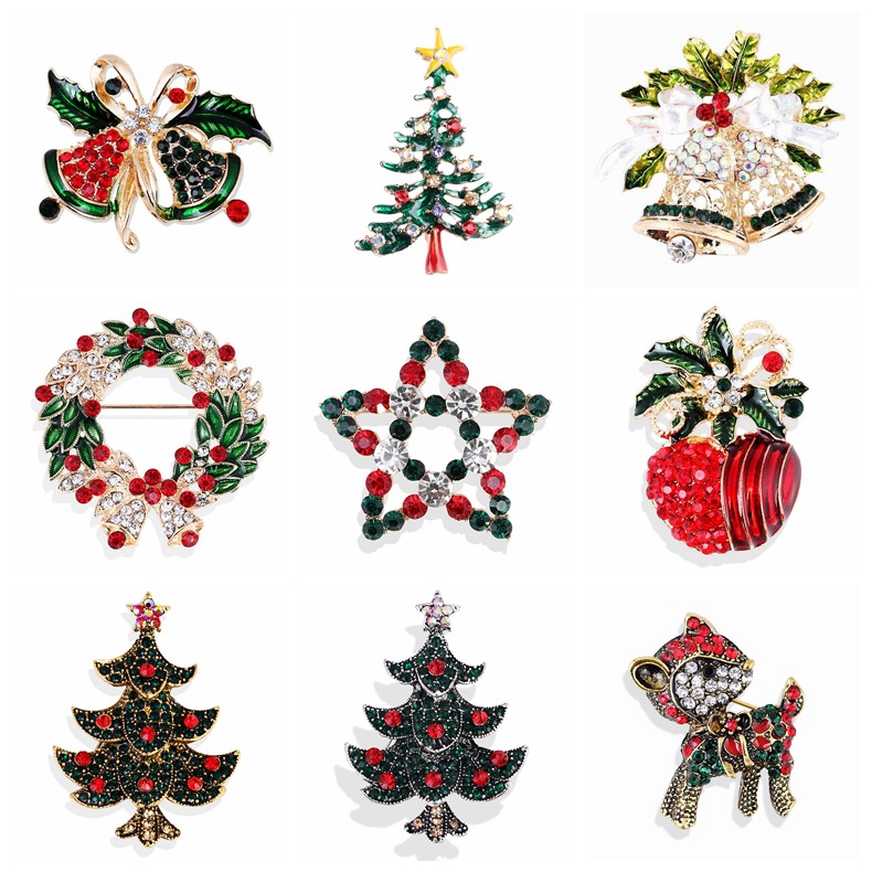 Picture of Lanhao European and American New Fashion Christmas Brooch Christmas Tree Shoes Elk Wreath Snowflake Bell Pin Women