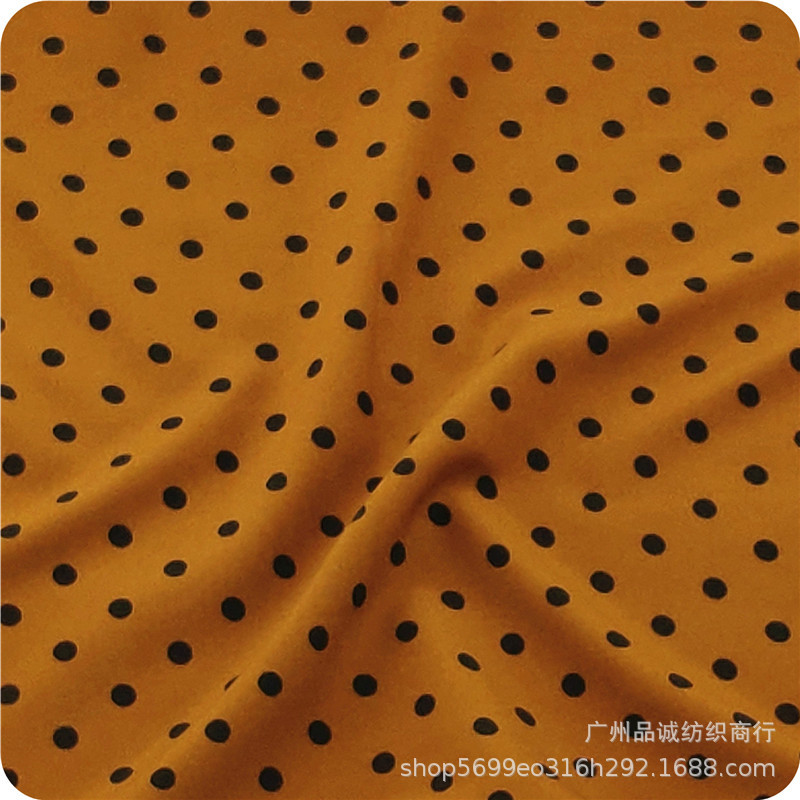 Picture of 100D four-sided bullet wave dot printing micro-elastic polyester 0.8 dot chiffon print shirt dress fabric