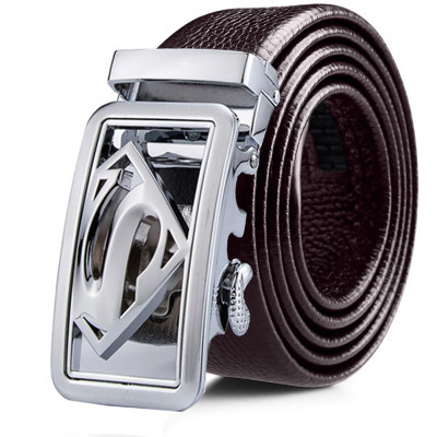 Lengthened Fatty Men's Leather Belt High-end Alloy Automatic Buckle Cowhide Belt Casual Youth Fashion Belt