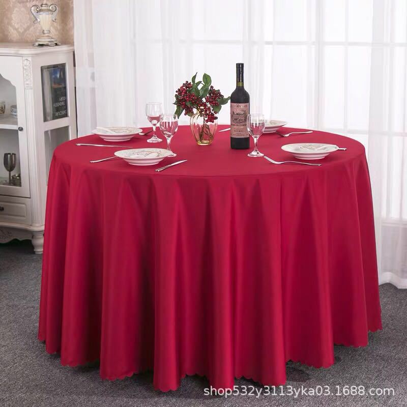 Picture of Large Round Table Restaurant Tablecloth Hotel Restaurant Banquet Family Usable Round Wedding European Tablecloth Table Cover Cross-Border