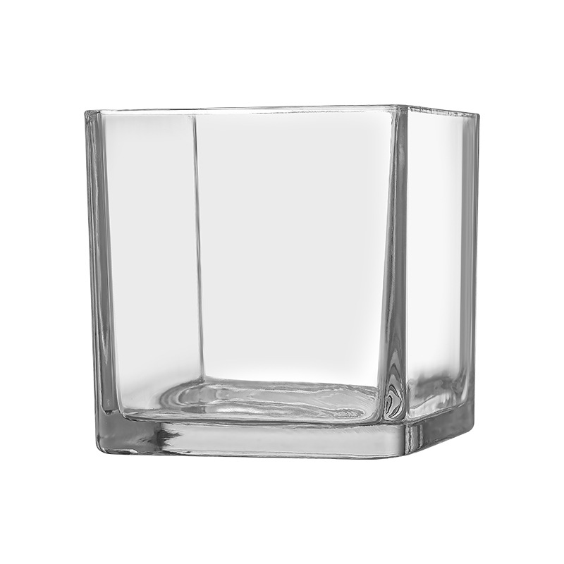 Picture of Wholesale glass aromatherapy candle cup square square cylinder transparent candle holder ornaments flower arrangement hydroponic vase large small size fish tank