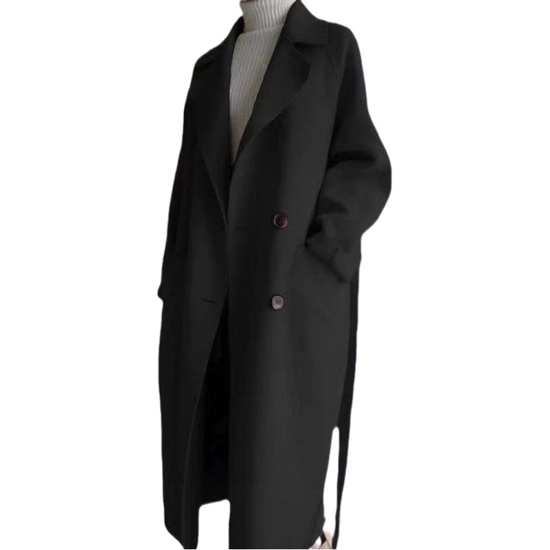 Spring and autumn coat for women British new popular retro Hepburn style woolen coat for women Korean style mid-length over-the-knee woolen coat