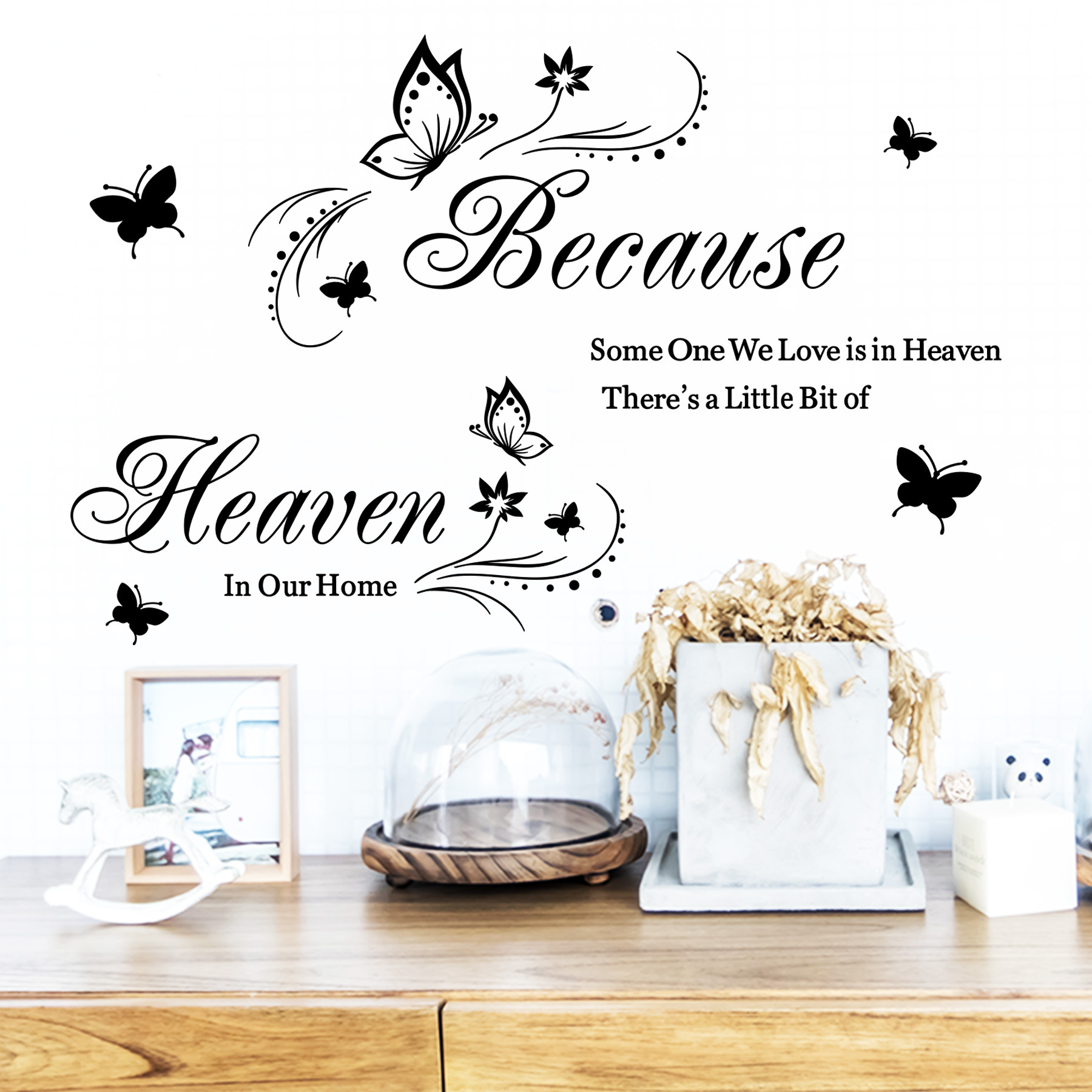 because Butterfly Proverbs Sticker Cross Border Removable Bedroom Living Room Study Home Background Wall Sticker PH1068