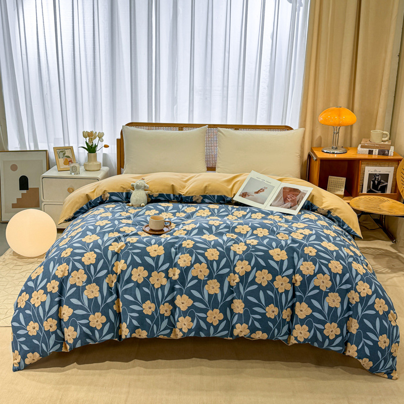 Picture of Cotton brushed duvet cover single piece modern simple single double dormitory thickened quilt cover pure cotton duvet cover single piece