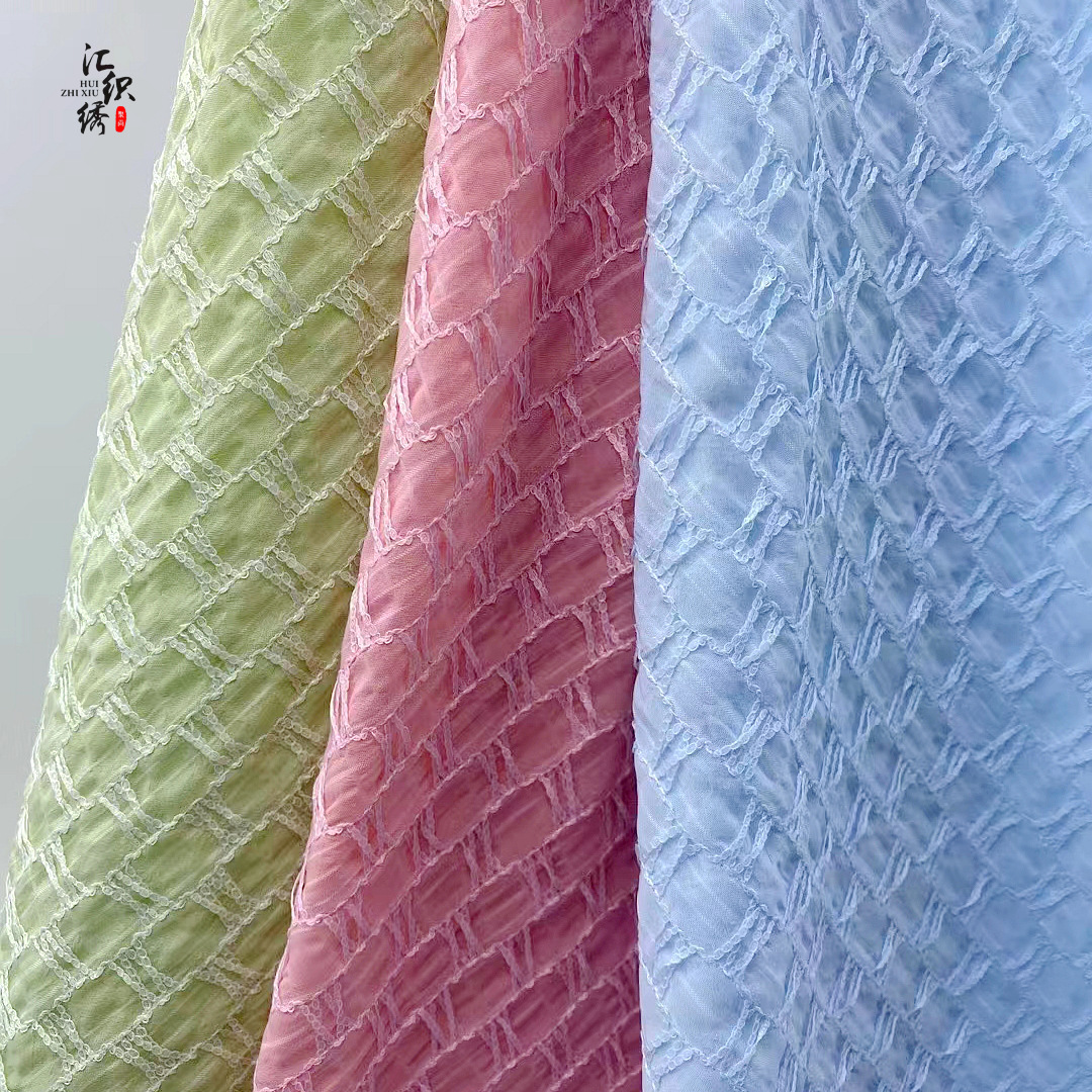 2023 spring and summer new chiffon jacquard fabric crochet embroidery lace fabric women's clothing dress fashion material