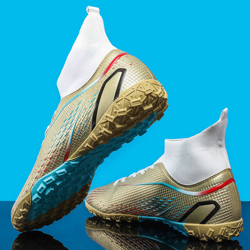 Cross-border wholesale new high-top football shoes male and female students TF long nail AG broken nail artificial grass competition training shoes