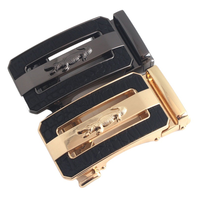 Hongsheng men's zinc alloy automatic belt buckle three-dimensional crocodile pattern leather buckle crocodile standard belt buckle exhibition goods