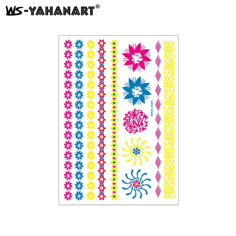 Picture of Cross-Border New Creative Fluorescent Flower Arm Tattoo Face Stickers Waterproof Feather Tattoo Arm Tattoo Stickers in Stock