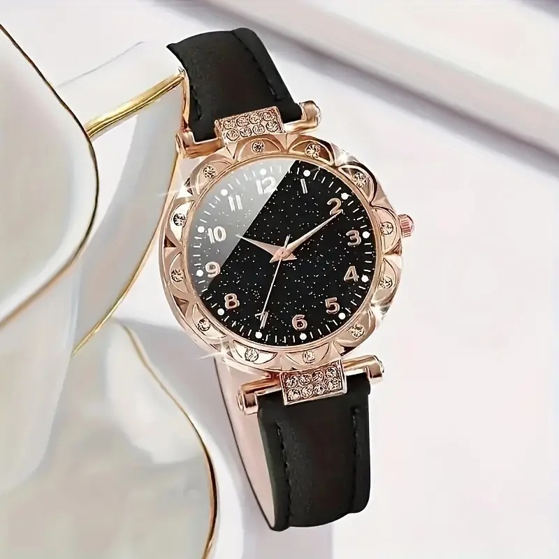 Picture of Fashion Ladies Watch 4 pcs/set Elegant Quartz Watch Luxury Rhinestone Wristwatch and Jewelry suit Women Watch