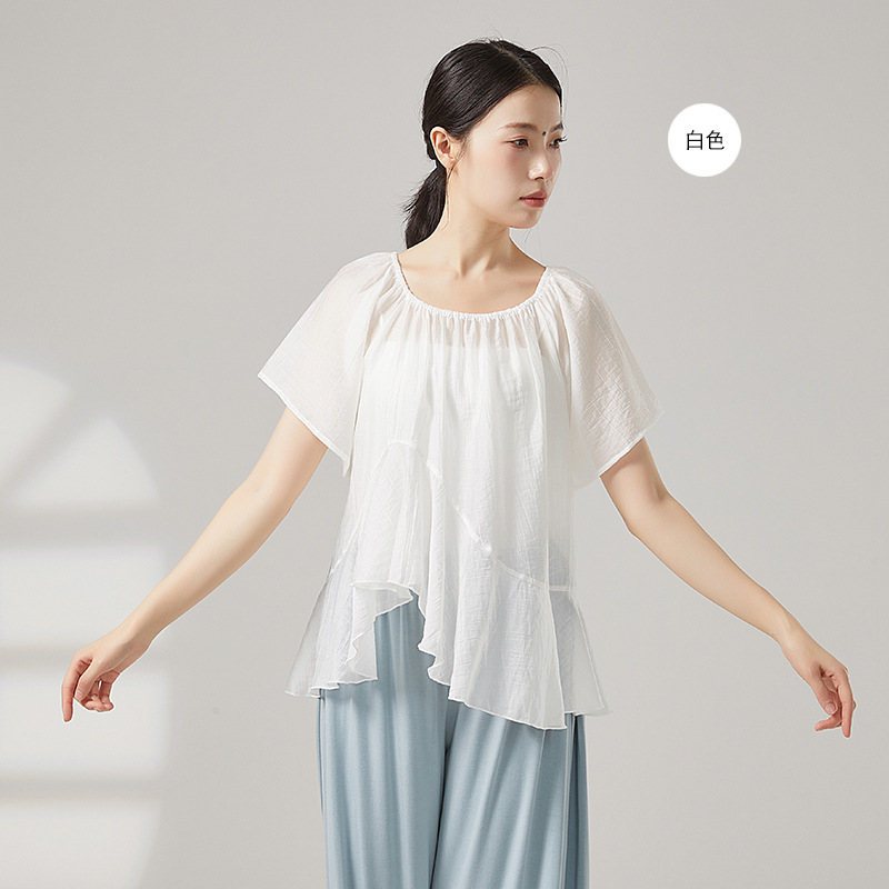 Picture of Classical Dance New Blouse Short-Sleeved Gauze Chinese Dance Modern Dance Practice Dance Clothing Tops for Women