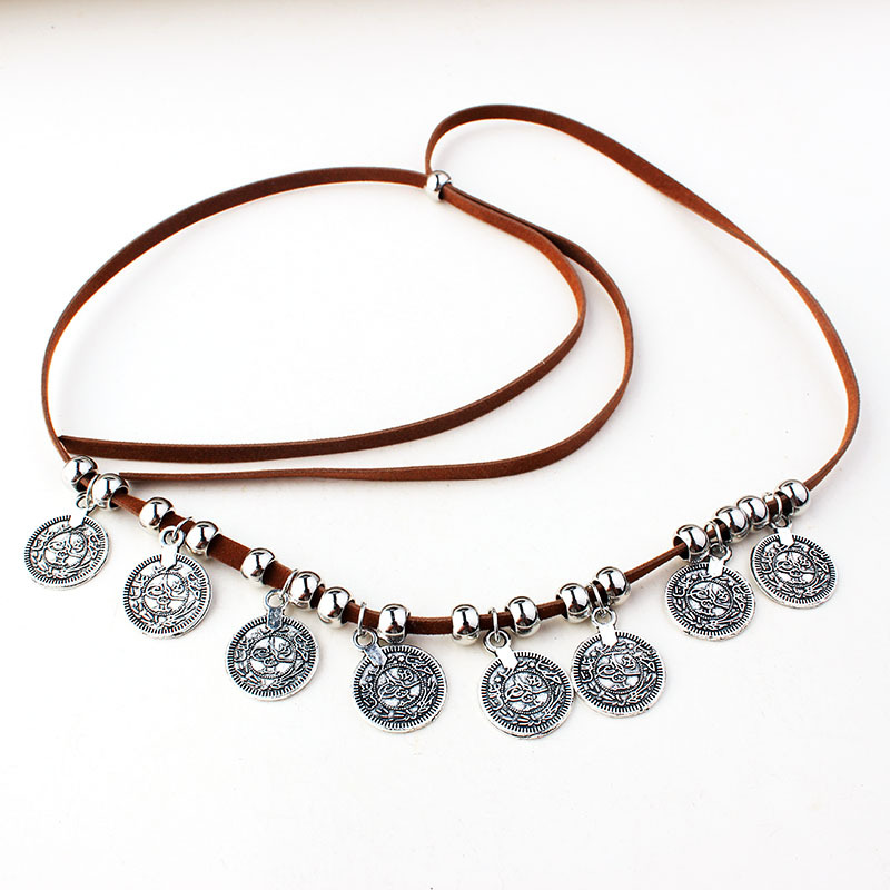 Picture of European and American ebay new products overseas bohemian suede coin beaded necklace pagan Leather sweater chain