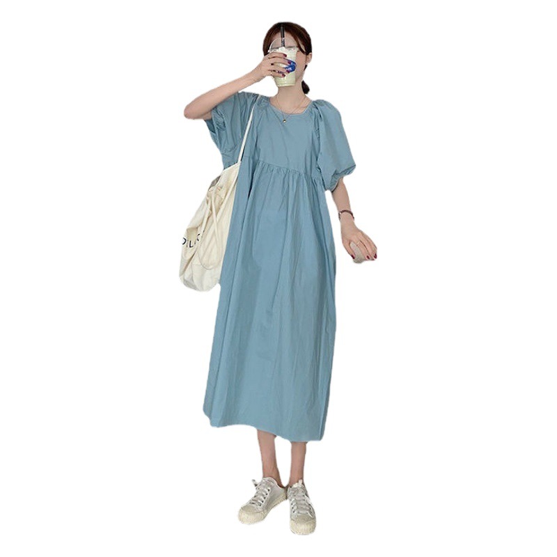 Bow Puff Sleeve Dress for Women Summer 2023 New French High-End Niche Design Sweet and Spicy Long Skirt
