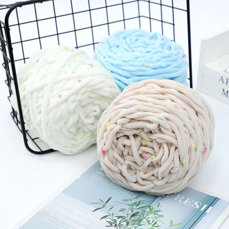 Ice Strip Color Bean Line Scarf Wool Hand-knitted DIY Rainbow Sugar Self-woven Scarf Hand-mixed Line for Girlfriend