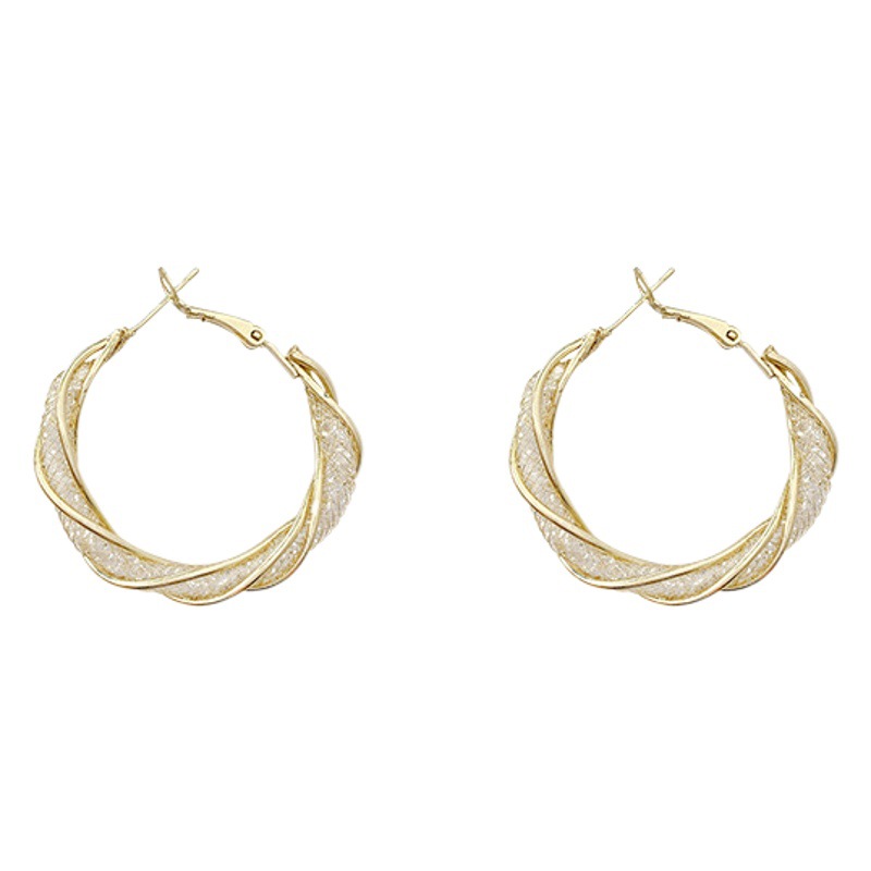 Niche design feeling wrapped metal ear ring female Korea Dongdaemun personality European and American style ins Net red earrings wholesale