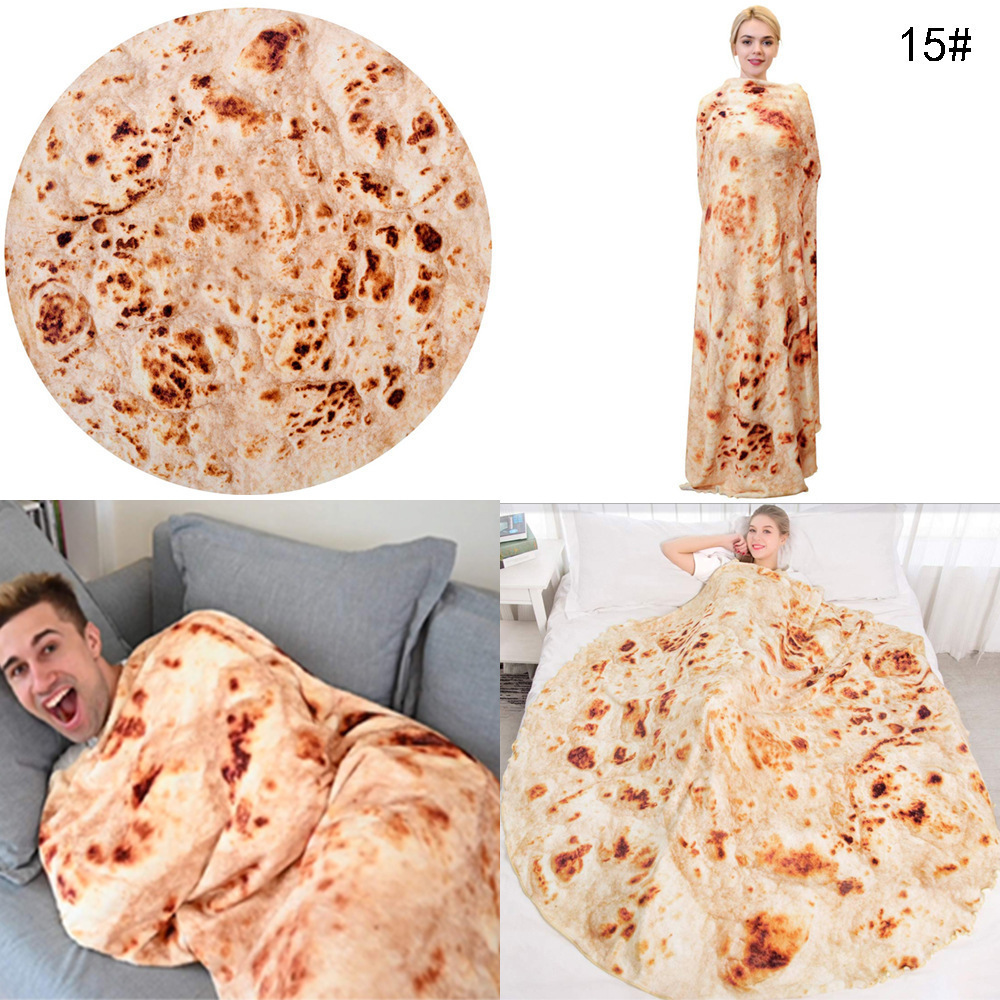 Picture of Hamburger Blanket Funny Blanket Mexican Burrito Blanket Throwing Corn Cake Wool Blanket Sofa Wool Blanket