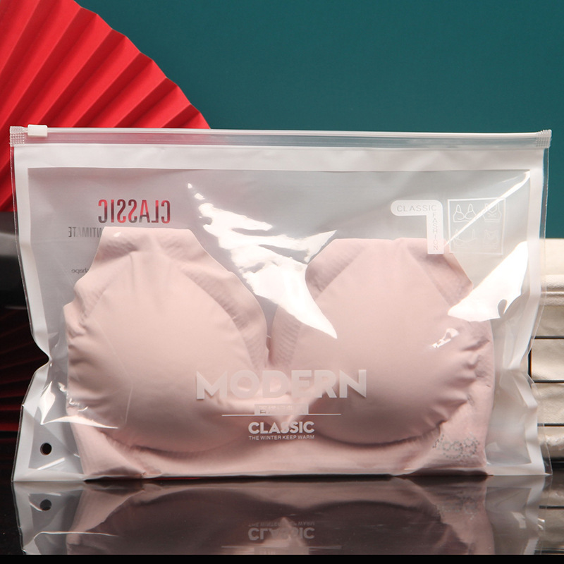 Picture of Bra packaging bag tube top beauty back bra zipper bag body shaping underwear integrated vest transparent bag horizontal pull bag