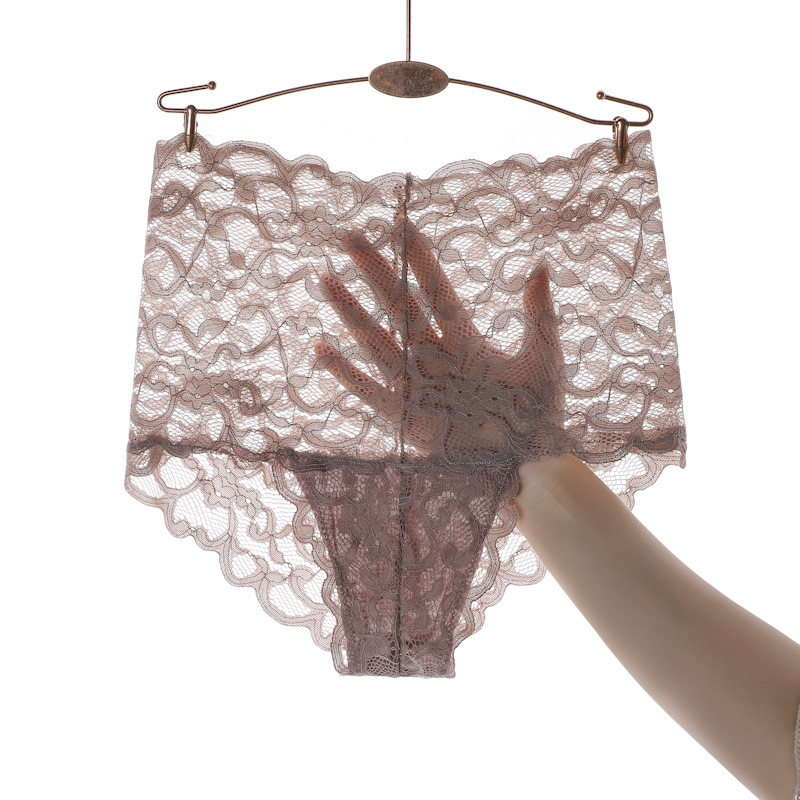 Picture of Cross-border sexy lace underwear women's high waist ultra-thin perspective mesh bottoms plus size women's chubby girl cotton briefs