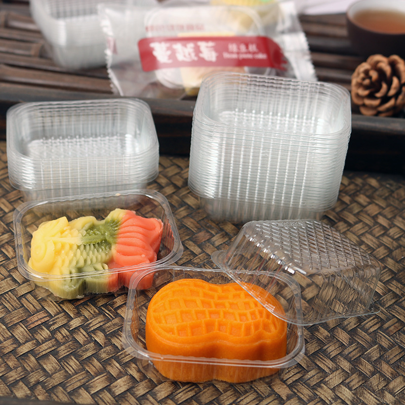 Green bean cake blister inner support transparent baking cake dessert PET plastic support box rectangular pineapple cake box