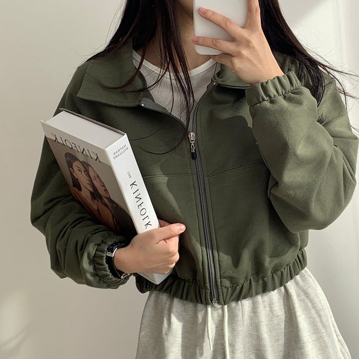Picture of ins Super Hot Zipper Cardigan Sweatshirt Women's Spring Autumn and Winter Thin Coat Korean Fashionable Student Loose Fleece-lined Top