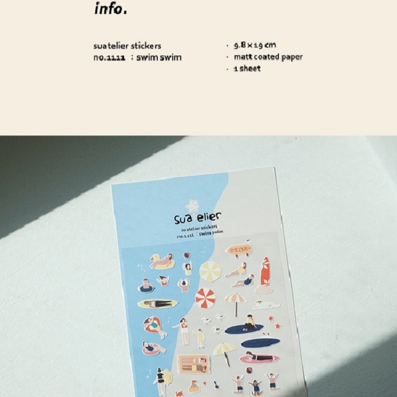 Picture of Cross-border South Korea suatelier Swimming 1111 Seaside Holiday Diary Decorative Stickers Paper Hand Account Stickers