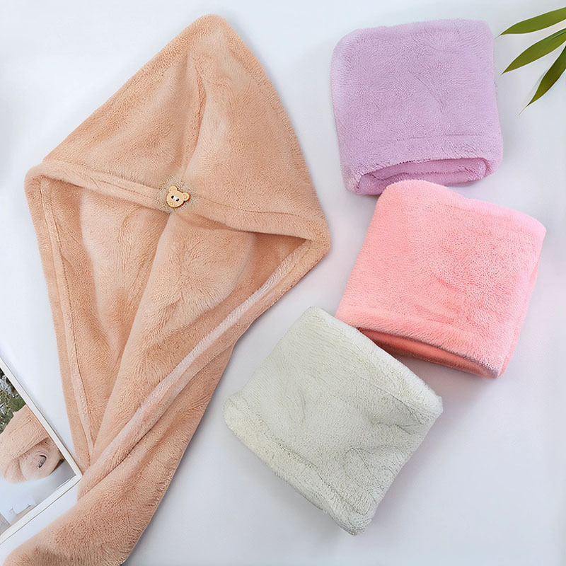 Picture of Cross-border Double-layer Thickened Shower Cap Women's Water Absorbent Quick-drying Cap Coral Fleece Hair Dried Towel Towel Wash Headband Hair Dried Cap