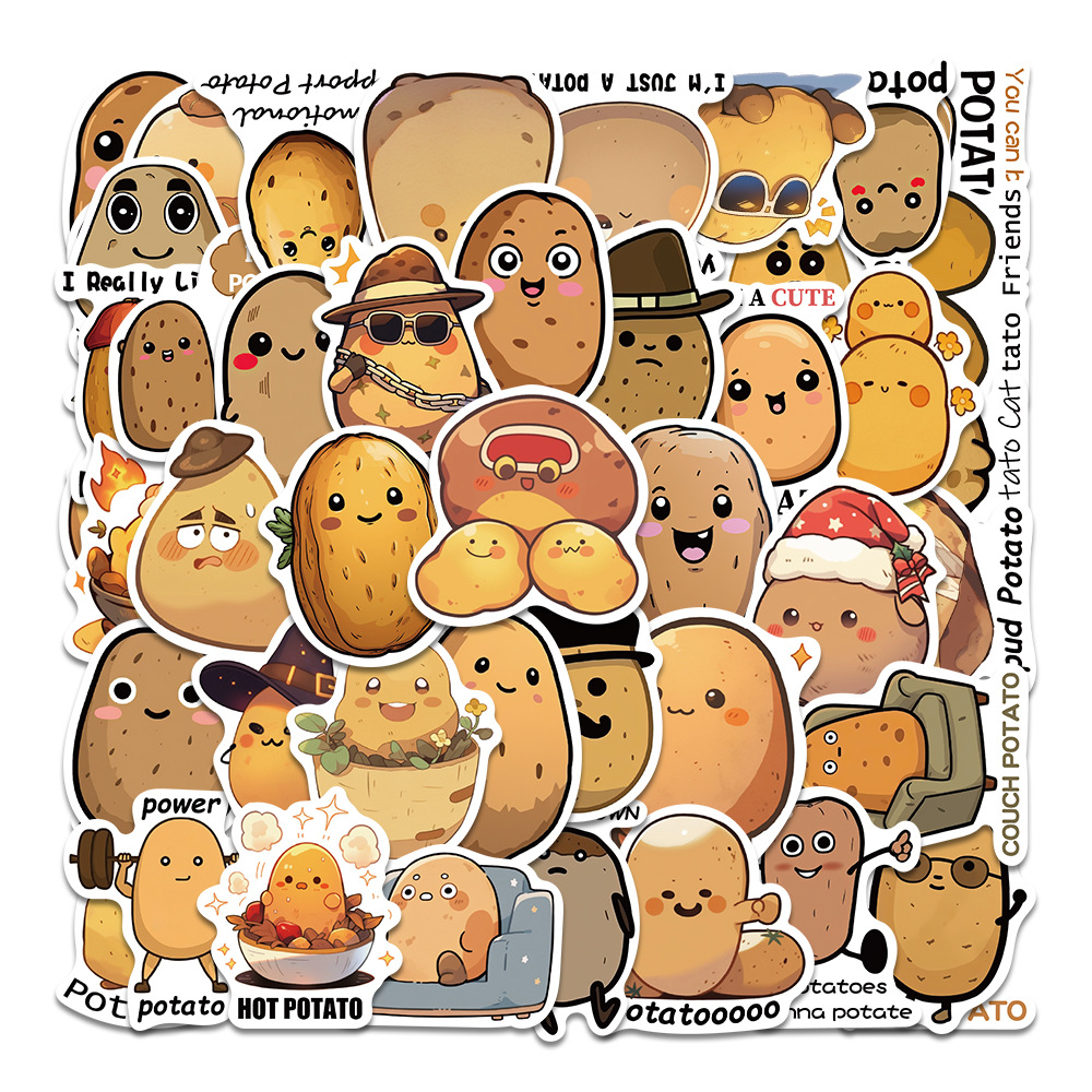 50 cross-border cartoon POTATO POTATO graffiti stickers decorative trolley case helmet Scooter Computer waterproof stickers