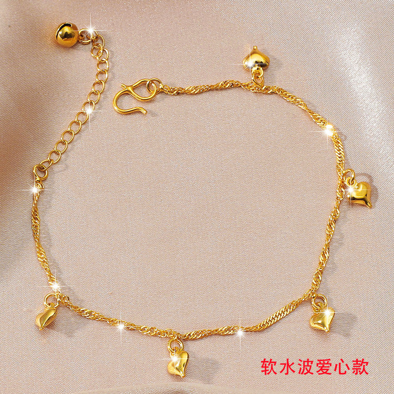 Picture of No fading foreign trade fashion simple tremolo with 24k plated gold anklet Vietnam gold love Bell anklet women