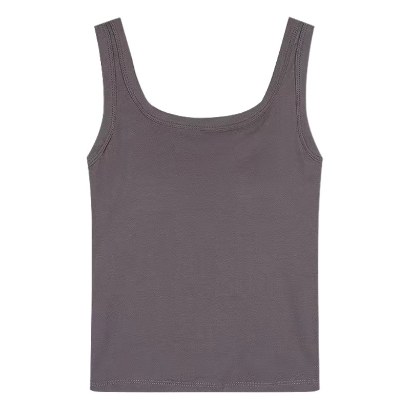 Real shot 2023 Summer new Korean style solid color slim fit camisole sleeveless T-shirt bottoming top with chest pad