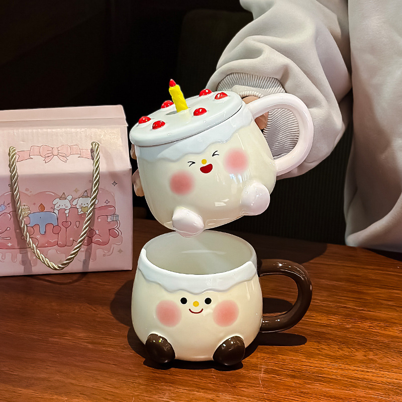 Picture of Birthday Gift Ceramic Cup High Color Value Cake Water Cup for Girlfriend Creative Gift Home Cute Mug