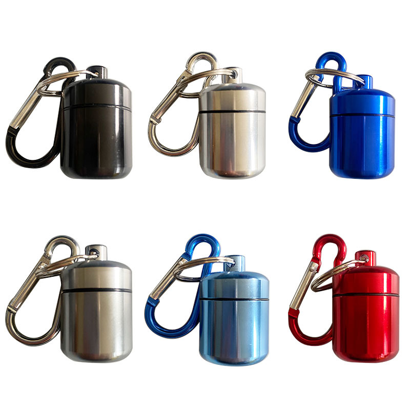 in stock Chunky Metal Pot Box Aluminum Alloy Storage Cylinder Waterproof Sealed Earplugs Aluminum Bottles with Keychain Packaging
