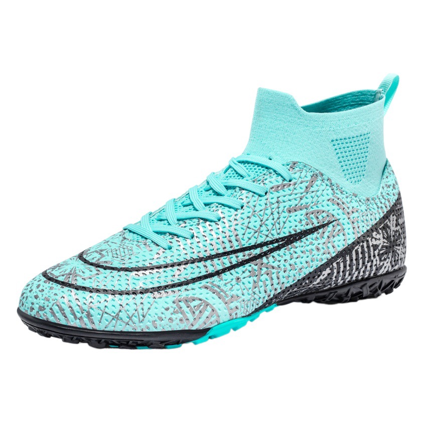 Wholesale Cross-Border Outdoor Pvc Sports and Leisure Fg High-Top Long Nails Breathable Sweat-Absorbent Football Shoes Lawn Competition
