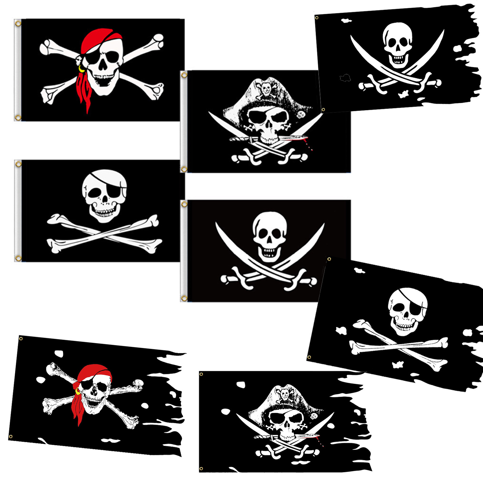 AliExpress Amazon foreign trade flag Halloween decoration pirate flag worn-out pirate polyester flag