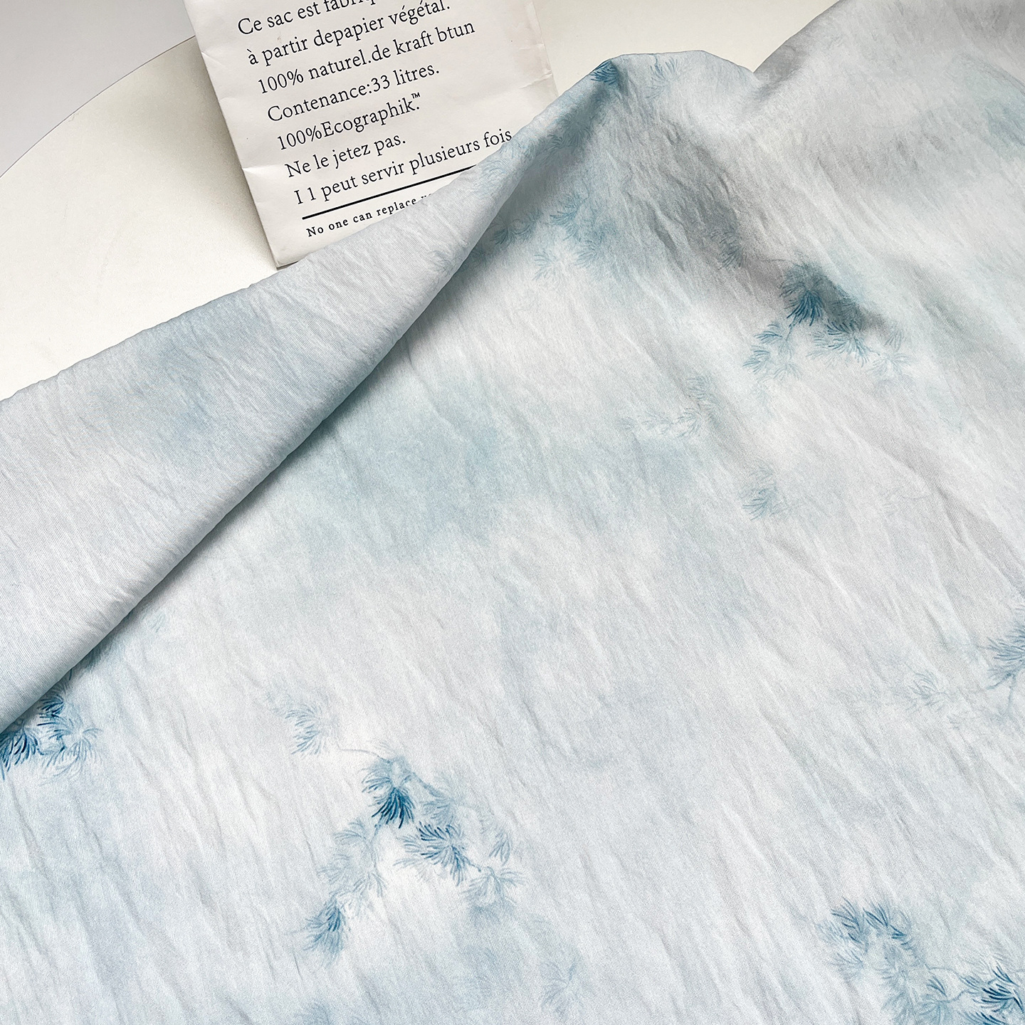 New Chinese Style Digital Printing Pine Needle Mist Blue Brocade Cotton Fabric Ethnic Style Cheongsam Dress Top Han Dynasty Fabric
